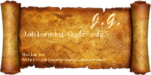 Jablonsky Győző névjegykártya